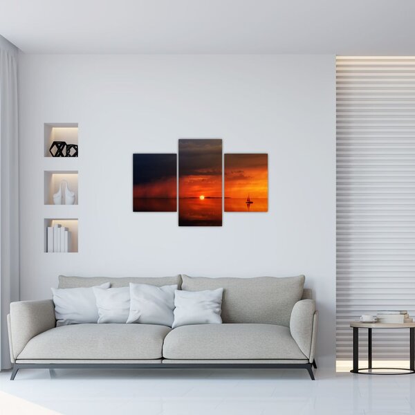 Slika zalaska sunca s jedrilicom (90x60 cm)