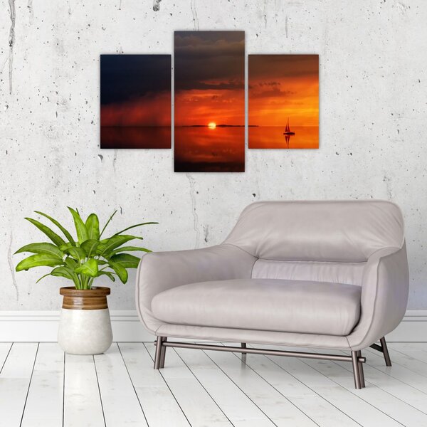 Slika zalaska sunca s jedrilicom (90x60 cm)