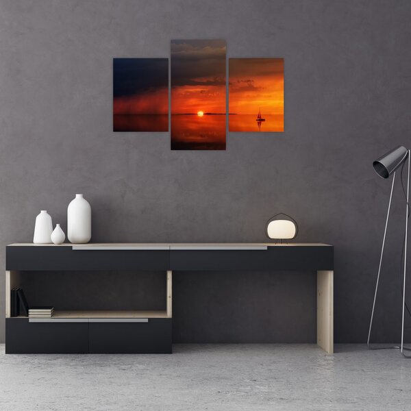 Slika zalaska sunca s jedrilicom (90x60 cm)
