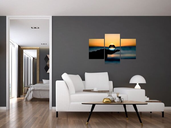 Slika staklene kugle u dlanu (90x60 cm)