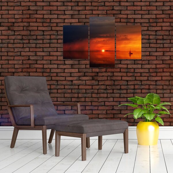 Slika zalaska sunca s jedrilicom (90x60 cm)