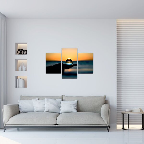 Slika staklene kugle u dlanu (90x60 cm)