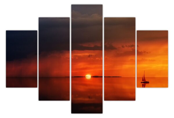 Slika zalaska sunca s jedrilicom (150x105 cm)