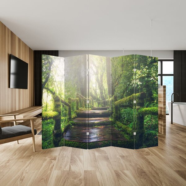 Paravan - Drvene stepenice u šumi (210x170 cm)