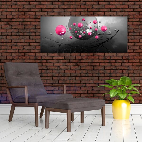 Slika ružičastih apstraktnih kugli (120x50 cm)