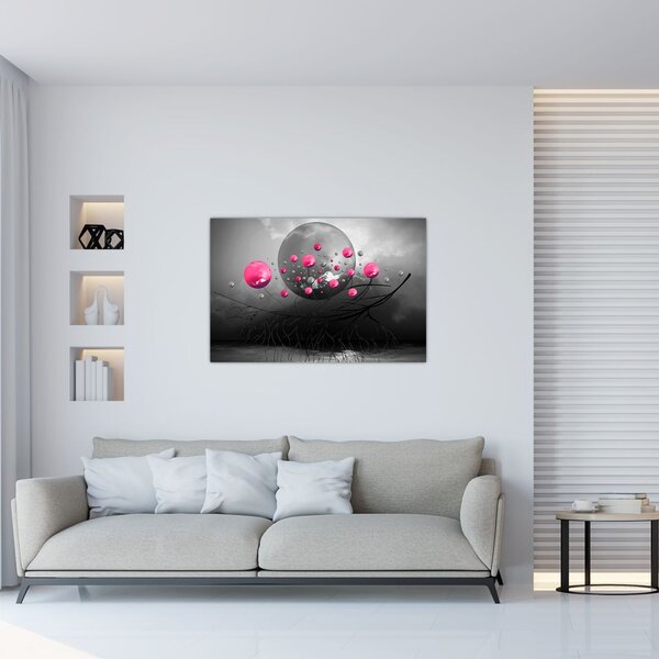 Slika ružičastih apstraktnih kugli (90x60 cm)
