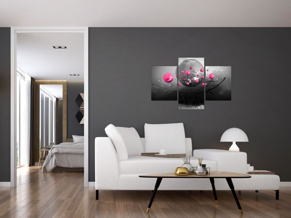 Slika ružičastih apstraktnih kugli (90x60 cm)