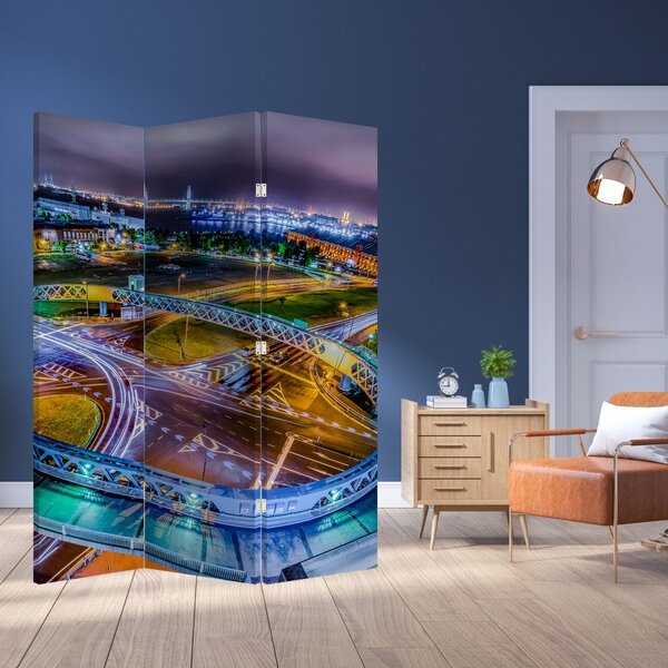 Paravan - Panorama noćnog grada (126x170 cm)