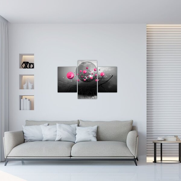 Slika ružičastih apstraktnih kugli (90x60 cm)