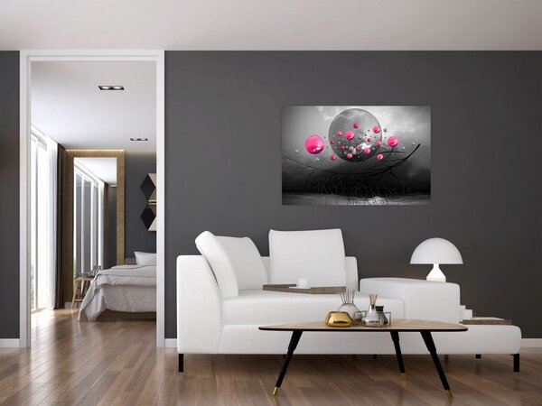 Slika ružičastih apstraktnih kugli (90x60 cm)
