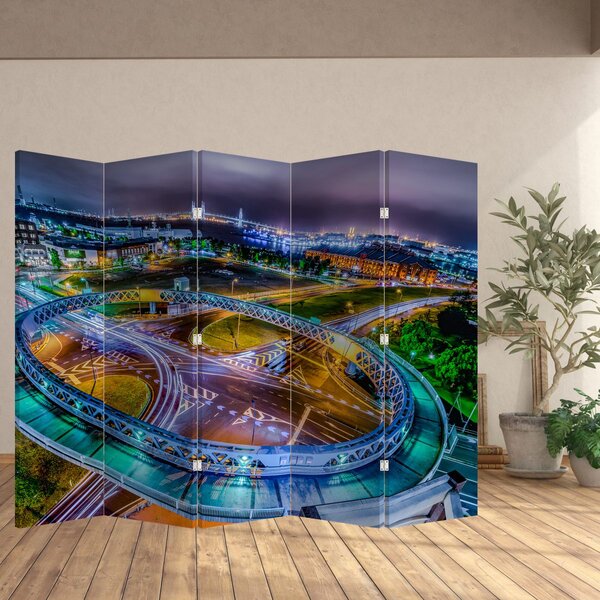 Paravan - Panorama noćnog grada (210x170 cm)