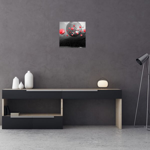 Slika crvenih apstraktnih kugli (30x30 cm)