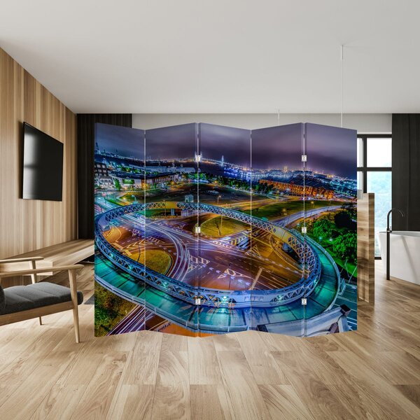 Paravan - Panorama noćnog grada (210x170 cm)
