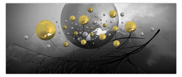Slika zlatnih apstraktnih kugli (120x50 cm)
