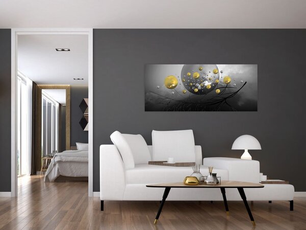 Slika zlatnih apstraktnih kugli (120x50 cm)