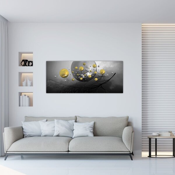 Slika zlatnih apstraktnih kugli (120x50 cm)