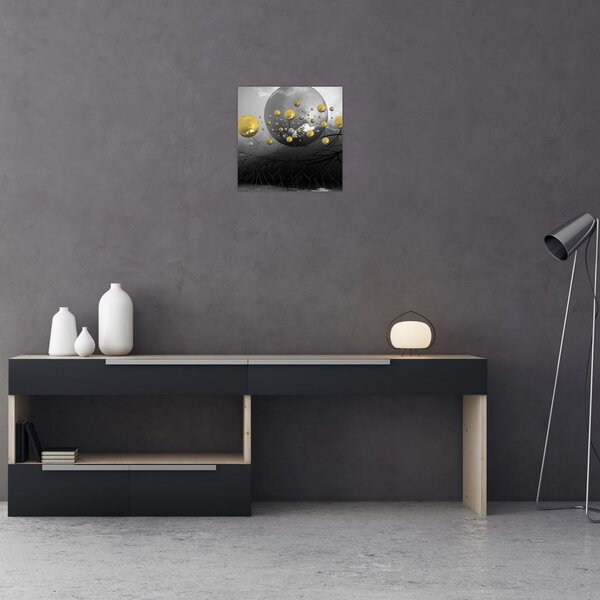 Slika zlatnih apstraktnih kugli (30x30 cm)
