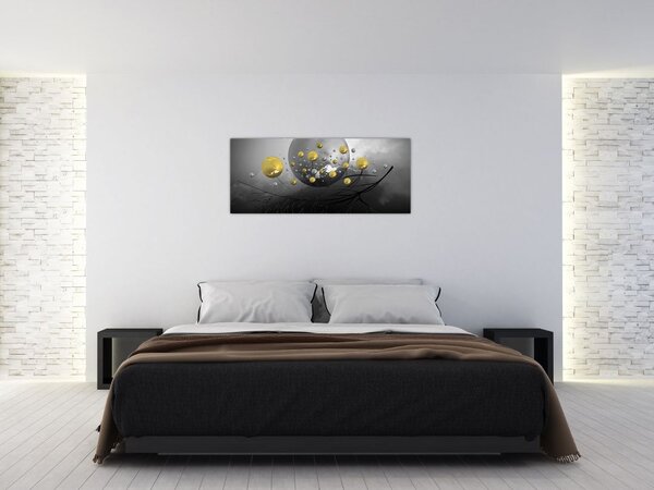 Slika zlatnih apstraktnih kugli (120x50 cm)