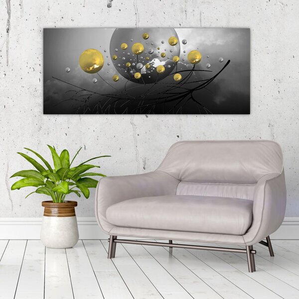 Slika zlatnih apstraktnih kugli (120x50 cm)