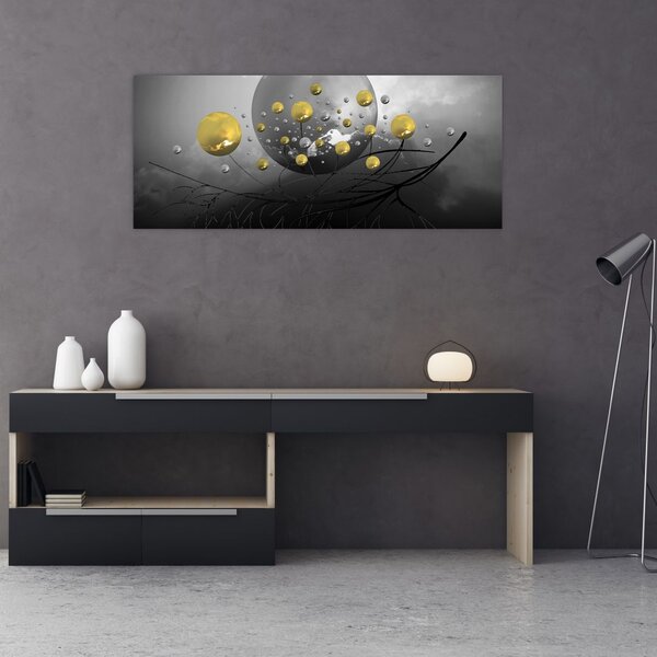 Slika zlatnih apstraktnih kugli (120x50 cm)