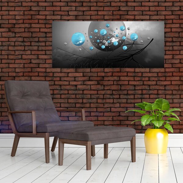 Slika - svijetlo plave apstraktne kugle (120x50 cm)