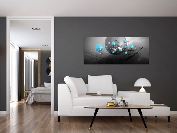 Slika - svijetlo plave apstraktne kugle (120x50 cm)