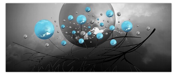Slika - svijetlo plave apstraktne kugle (120x50 cm)
