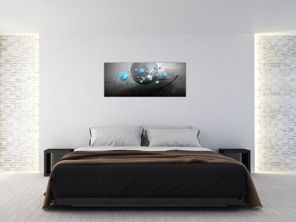 Slika - svijetlo plave apstraktne kugle (120x50 cm)
