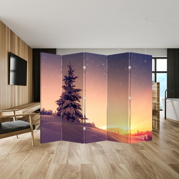 Paravan - Snježno drvo na livadi (210x170 cm)