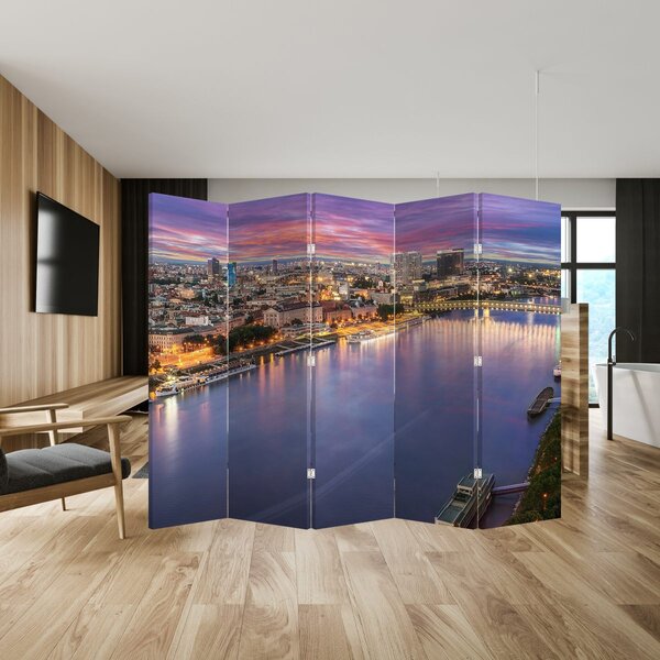 Paravan - Noćni grad Bratislava s rijekom (210x170 cm)