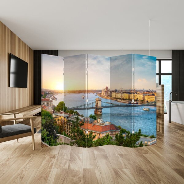 Paravan - Grad Budimpešta s rijekom (210x170 cm)