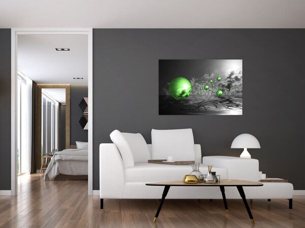 Slika zelenih apstraktnih kugli (90x60 cm)