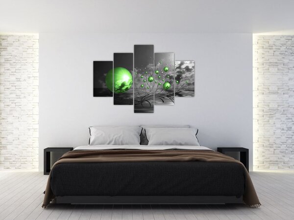 Slika zelenih apstraktnih kugli (150x105 cm)