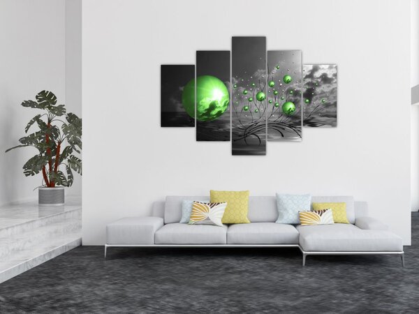 Slika zelenih apstraktnih kugli (150x105 cm)