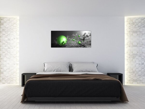 Slika zelenih apstraktnih kugli (120x50 cm)