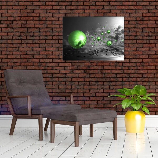 Slika zelenih apstraktnih kugli (70x50 cm)