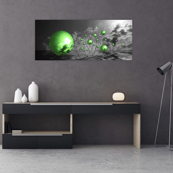 Slika zelenih apstraktnih kugli (120x50 cm)