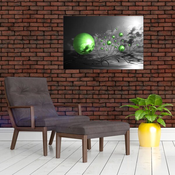 Slika zelenih apstraktnih kugli (90x60 cm)