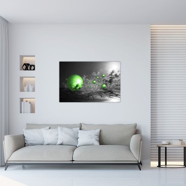 Slika zelenih apstraktnih kugli (90x60 cm)