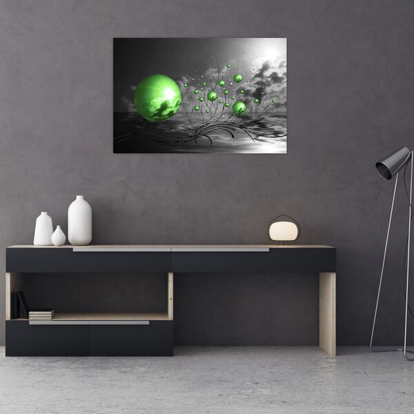 Slika zelenih apstraktnih kugli (90x60 cm)