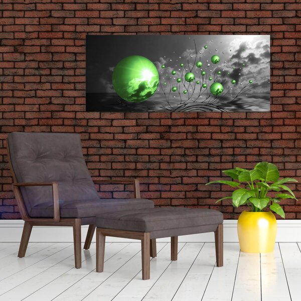 Slika zelenih apstraktnih kugli (120x50 cm)