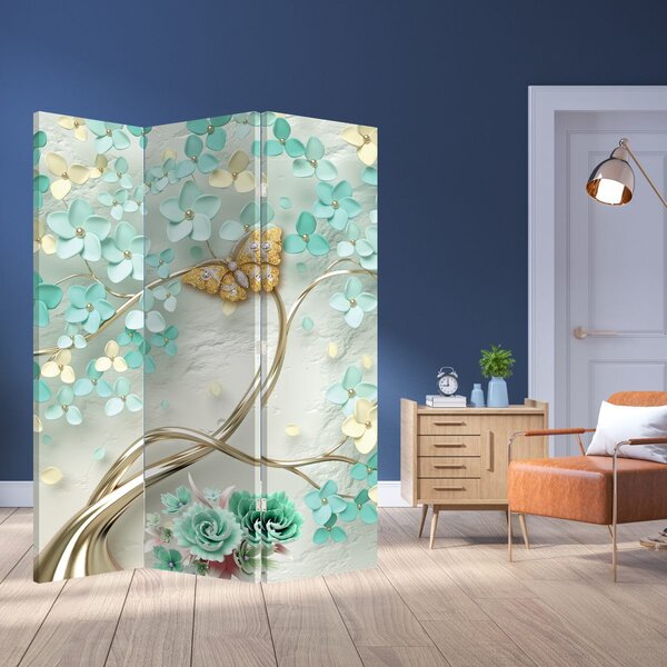 Paravan - Cvijet s leptirima (126x170 cm)