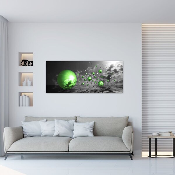 Slika zelenih apstraktnih kugli (120x50 cm)