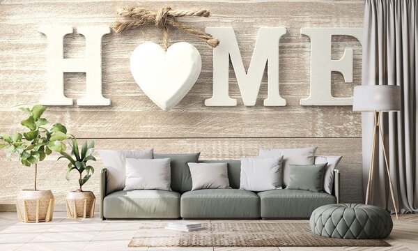 Tapeta s natpisom Home u vintage dizajnu