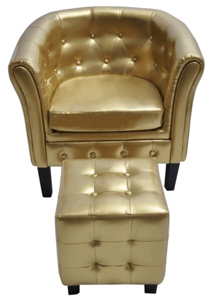 VidaXL Fotelja od umjetne kože s osloncem za noge zlatna