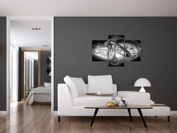 Slika moderne sive apstrakcije (90x60 cm)