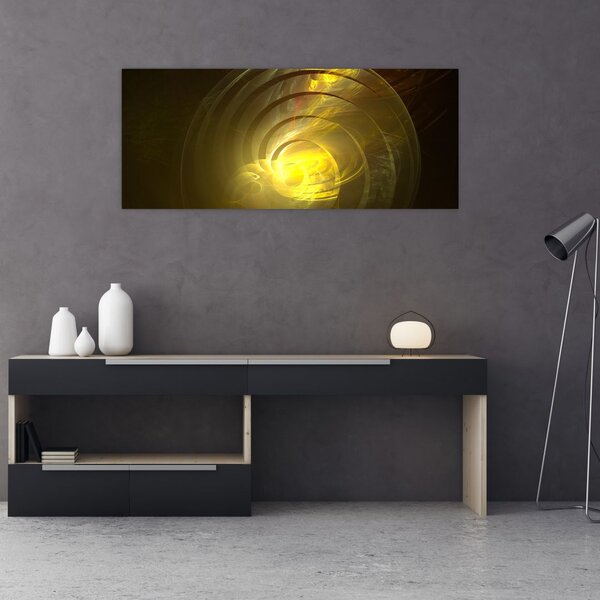 Slika žute apstraktne spirale (120x50 cm)