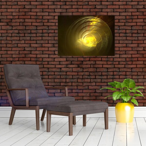 Slika žute apstraktne spirale (70x50 cm)