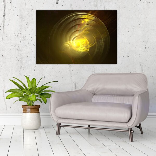 Slika žute apstraktne spirale (90x60 cm)
