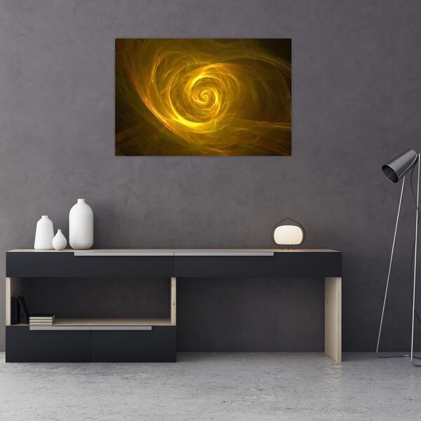 Slika apstraktne žute spirale (90x60 cm)